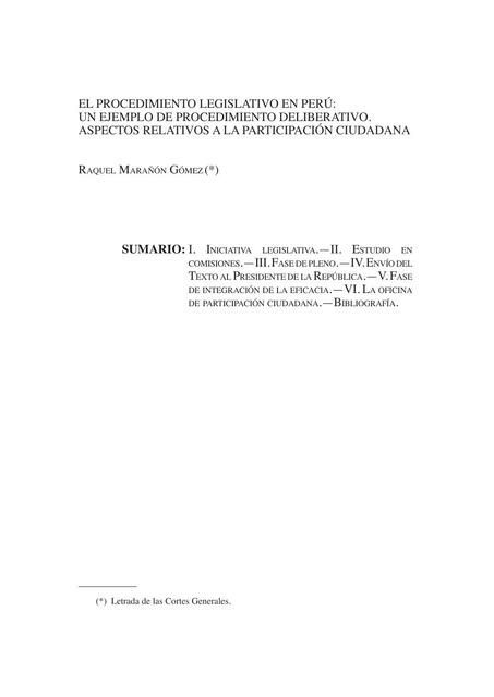 El Procedimiento Legislativo en Perú 