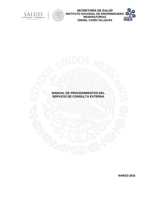 Manual de Procedimientos del Servicio de Consulta Externa 