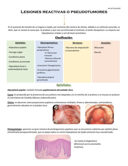 Lesiones reactivas o pseudotumores 