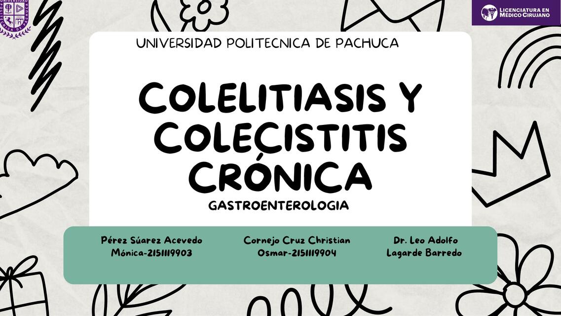 Colelitiasis y colecistitis crónica