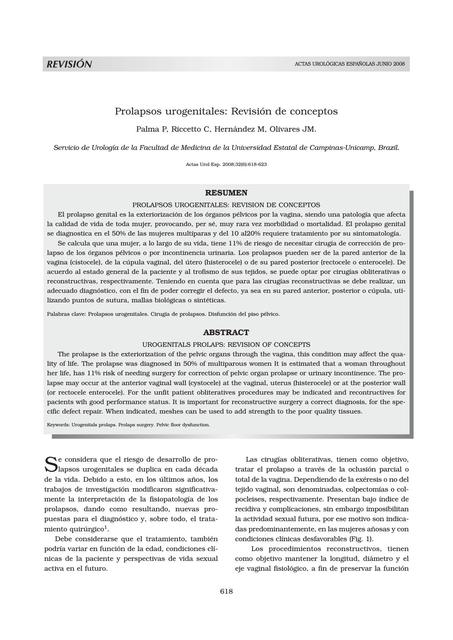 Prolapsos urogenitales: Revisión de conceptos