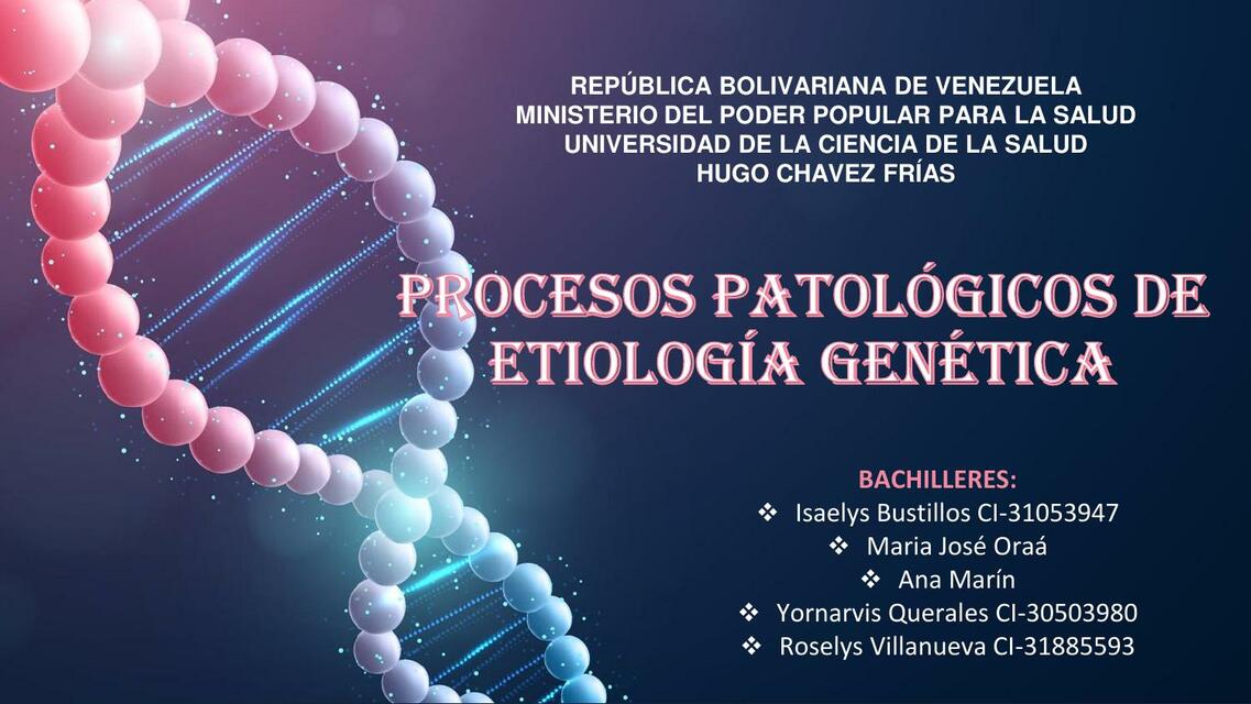 Proceso patológicos de etiología genética 