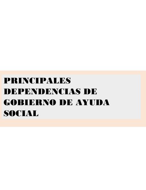 Principales dependencias de gobierno de ayuda social