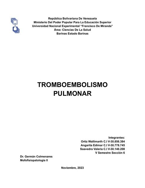 Tromboembolismo pulmonar