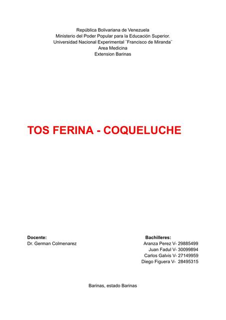 Tos ferina coqueluche