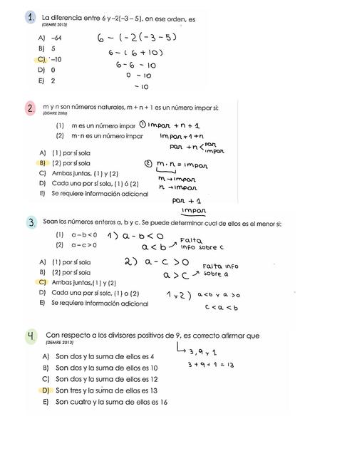 Guía Ejercitación Números Enteros Resuelta