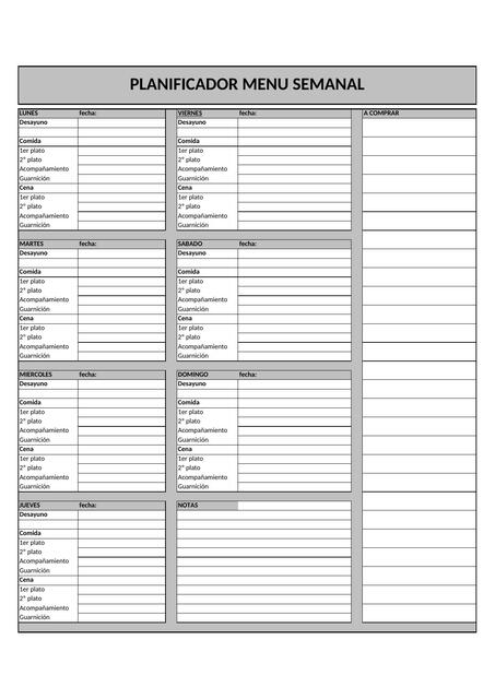 Planificador Menu Semanal
