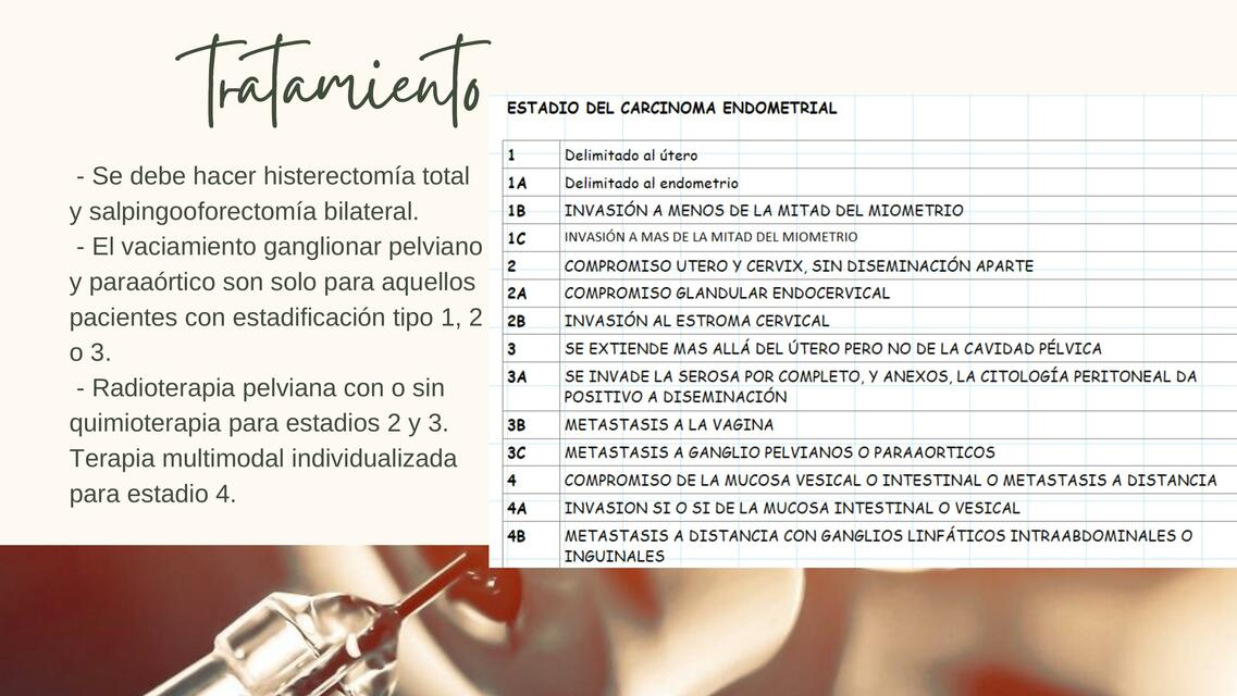 Cáncer endometrio Tratamiento 