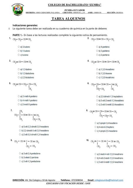 TAREA ALQUENOS