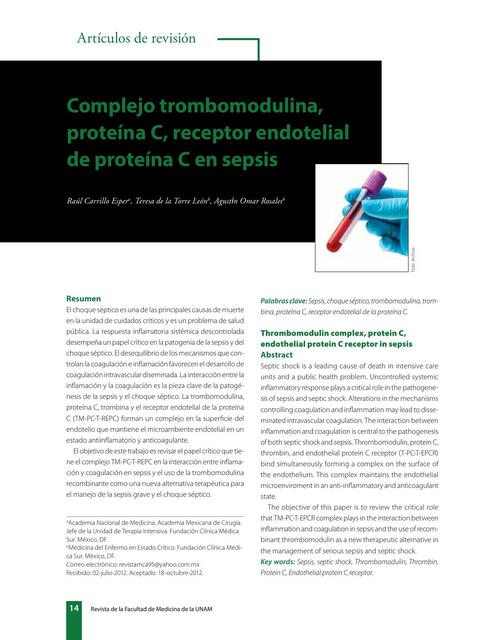 Complejo trombomodulina proteína C receptor endot