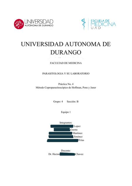 Método coproparasitoscópico de Hoffman, Pons y Janer