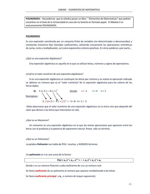 Polinomios parte 1 - teoría