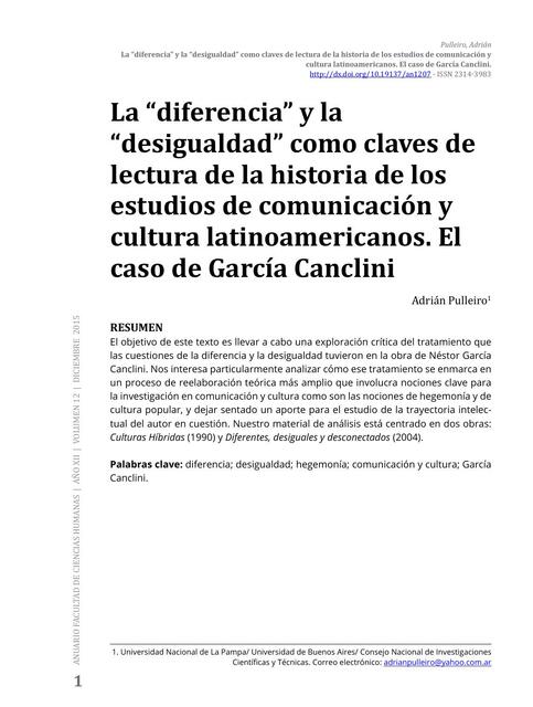 La diferencia y la desigualdad como claves de lect