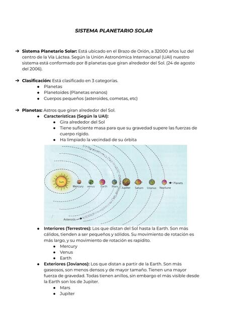 SISTEMA PLANETARIO SOLAR