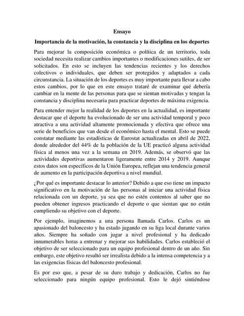 Importancia de la motivación, la constancia y la disciplina en los deportes