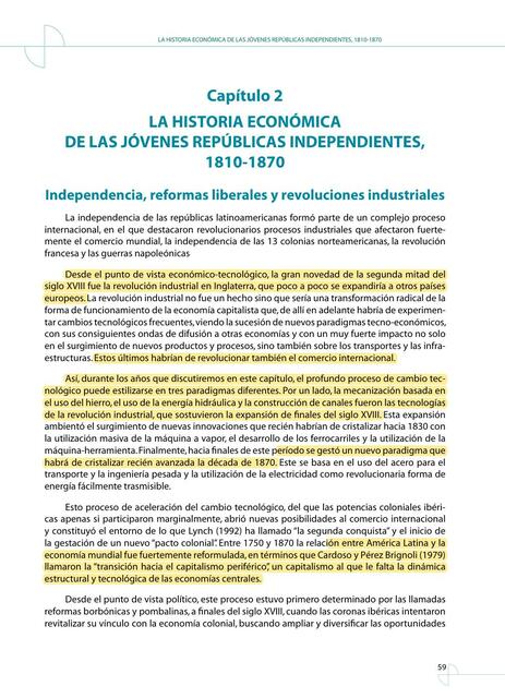 La historia económica de las jóvenes repúblicas independientes, 1810-1870