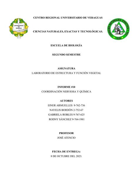 Coordinación nerviosa y química