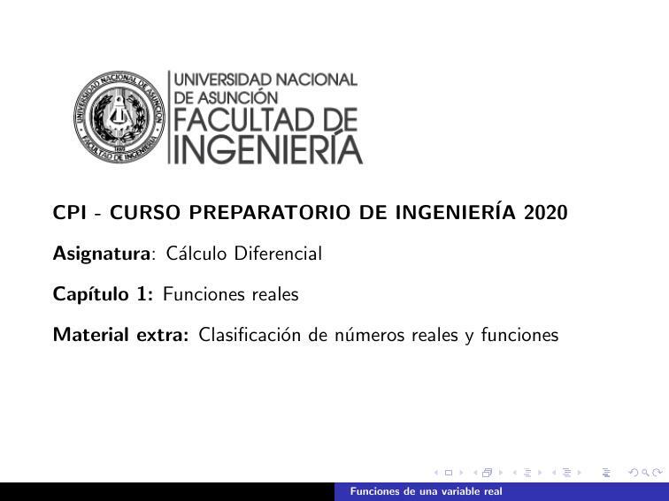 Clasificación de nros reales y funciones