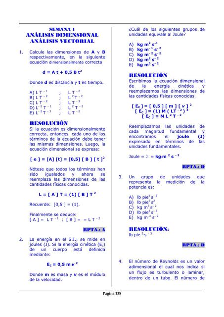 Análisis Dimensional Análisis Vectorial 