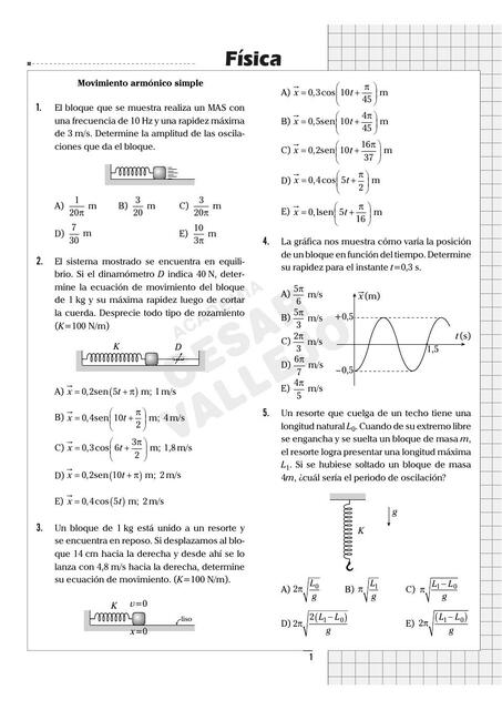 Preguntas de Exámenes de Admisión - Física