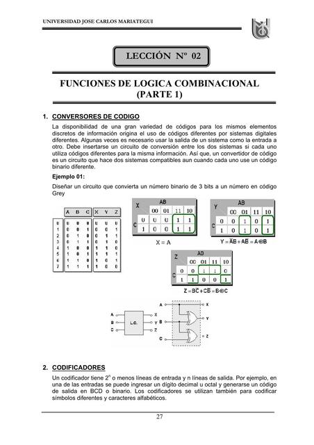 FUNCIONES DE LOGICA COMBINACIONAL 