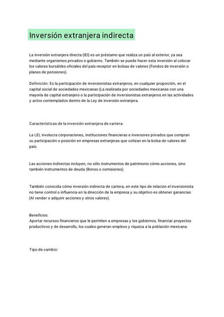 Inversión Extranjera Indirecta | Sandra Cruz | uDocz