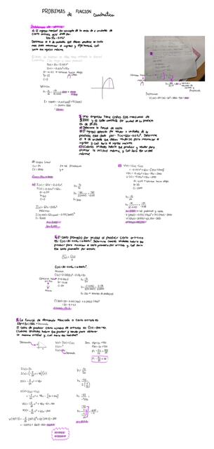 Clase 24 y 25 Problemas de aplicación de función cuadrática