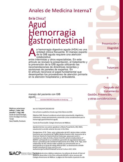 Hemorragia gastrointestinal aguda 