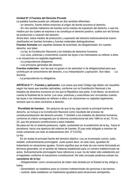 Unidad 2 fuentes del derecho privado 