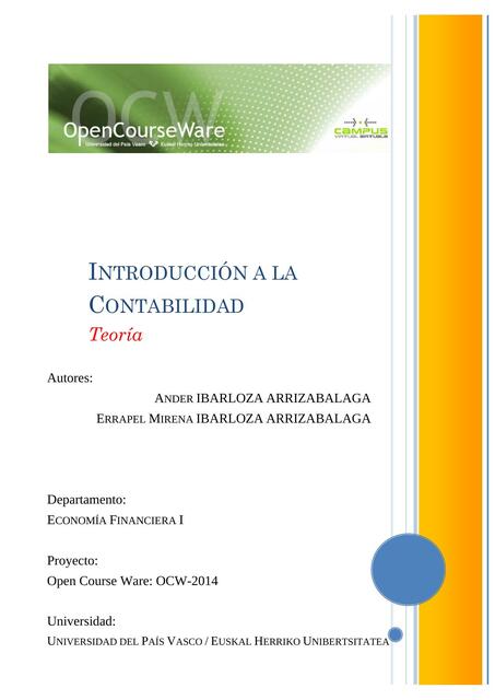 Introducción a la Contabilidad Teoría