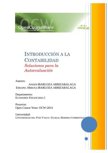 Introducción a la contabilidad soluciones para autoevaluación