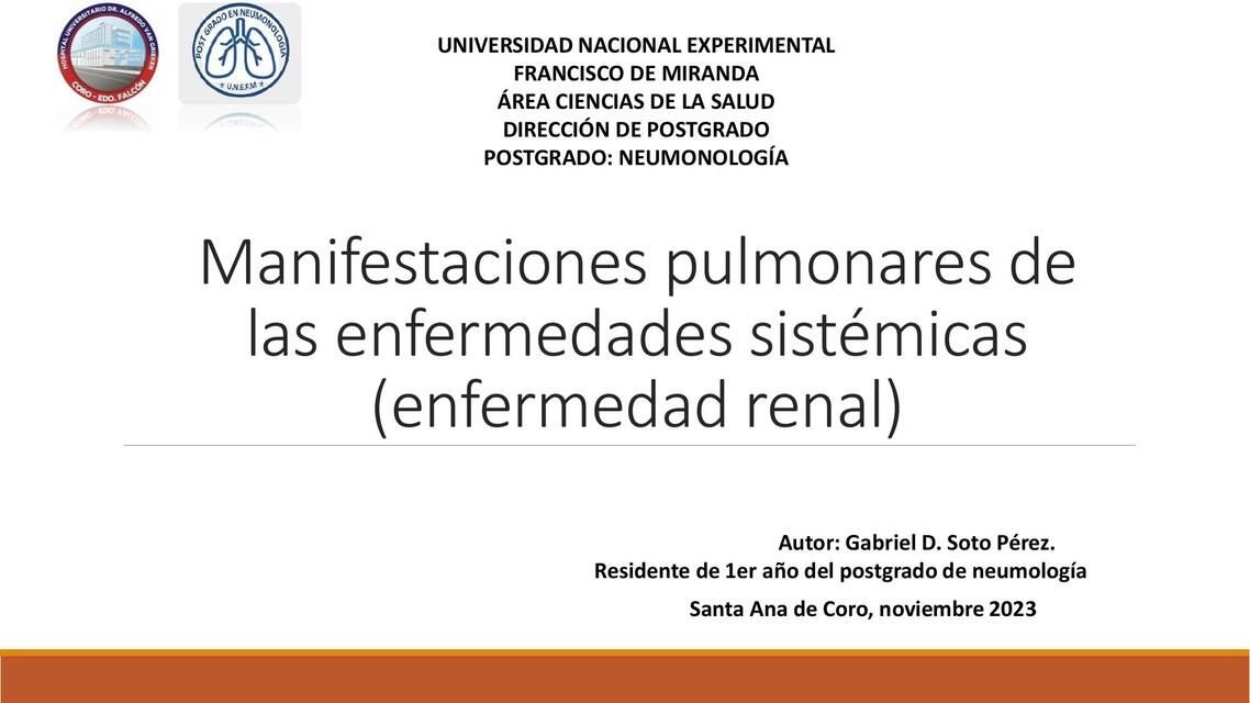 Manifestaciones pulmonares de las enfermedades sistémicas (Enfermedades renales)