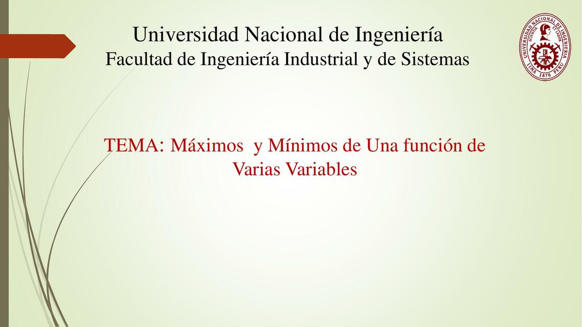 Máximos  y Mínimos de Una función de Varias Variables 