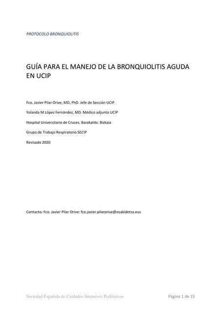 Guía para el Manejo de la Bronquiolitis Aguda en UCIP 