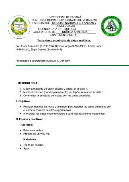 Informe 1 de Química Analítica