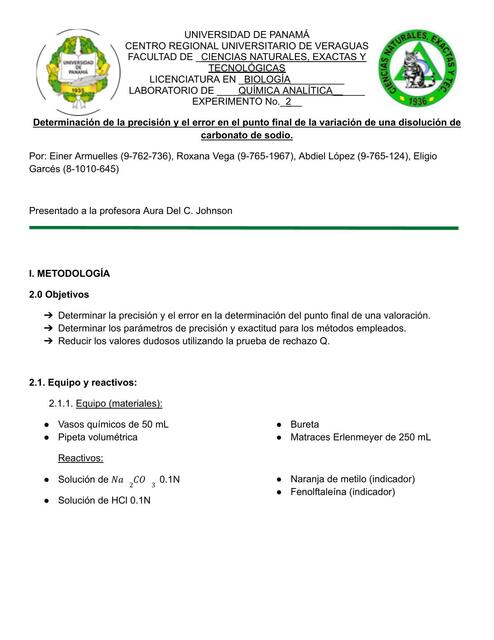 Informe 2 de Química Analítica