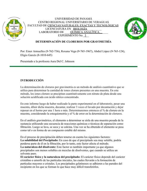 Informe 3 de Química Analítica