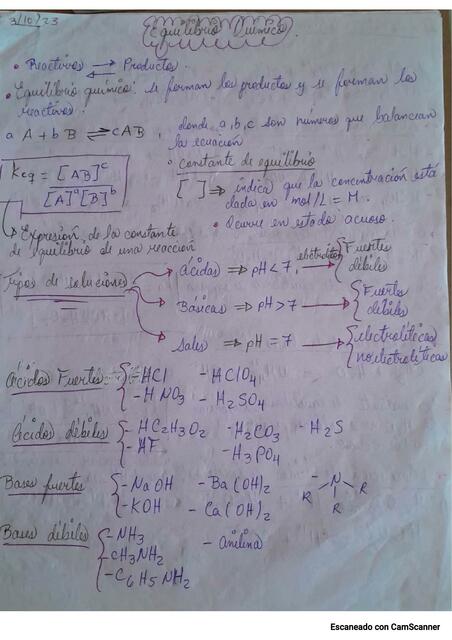 Apuntes de Equilibrio Químico