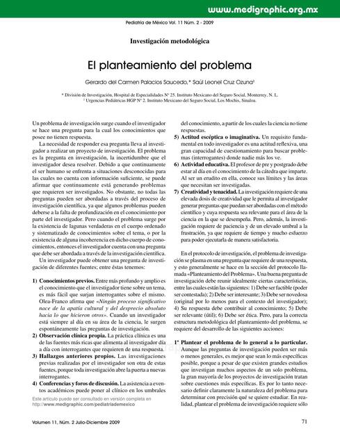 El Planteamiento del Problema