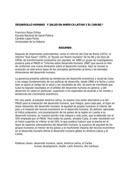 Desarrollo Humano y Salud en América Latina y el Caribe | Ysaac Garcia