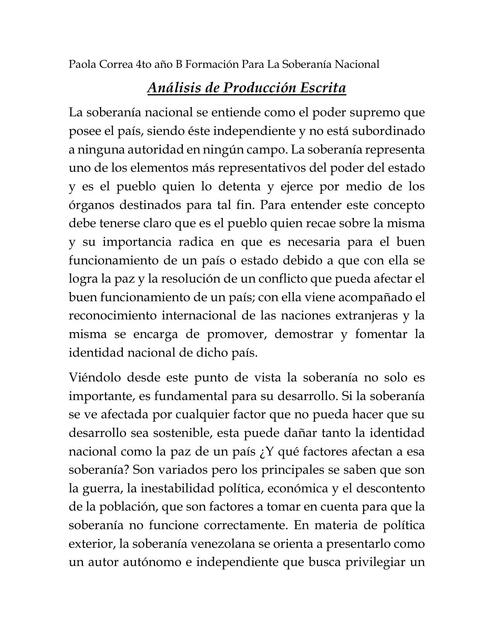 Ensayo La Soberanía en Venezuela