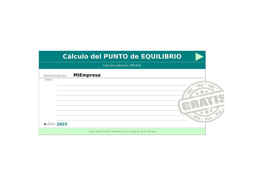 Plantilla del Calculo del punto de equilibrio