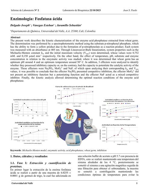 Informe - Enzimología- Fosfatasa Ácida