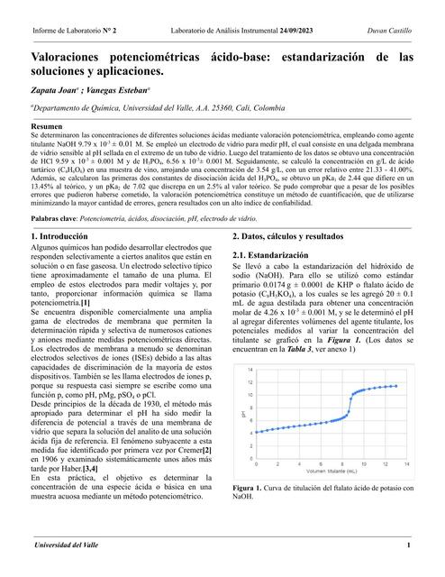 Informe - Potenciometría Ácido Base