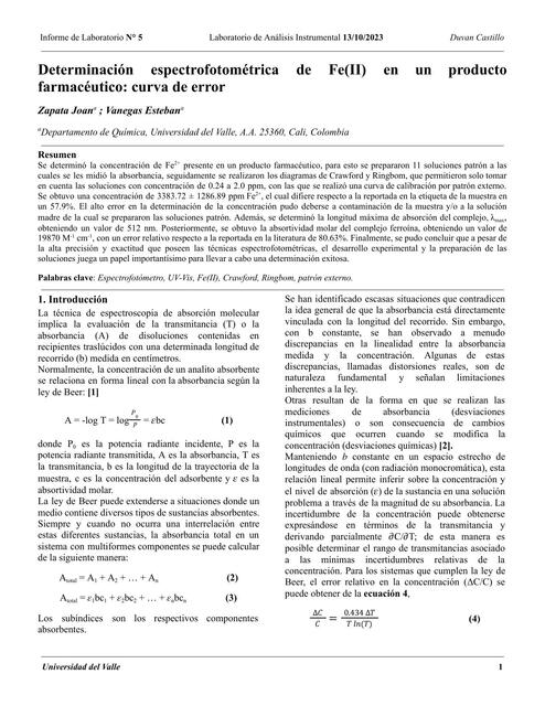 Informe - Determinación de Fe(II) en un Jarabe