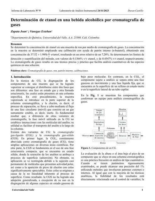 Informe - Determinación de Etanol por Cromatografía de Gases