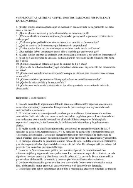  PREGUNTAS ABIERTAS A NIVEL UNIVERSITARIO CON RES PUESTAS Y EXPLICACIONES