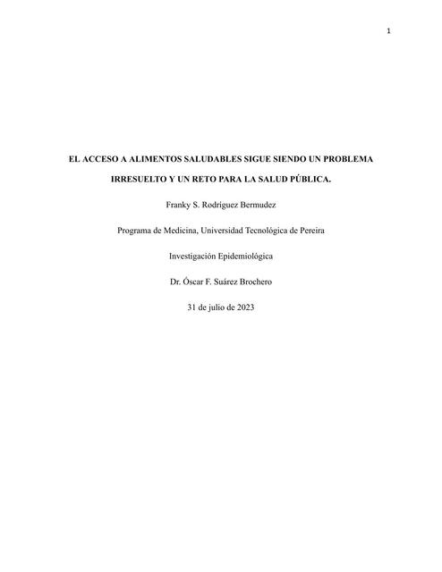 RESEÑA: Acceso a alimentos saludables