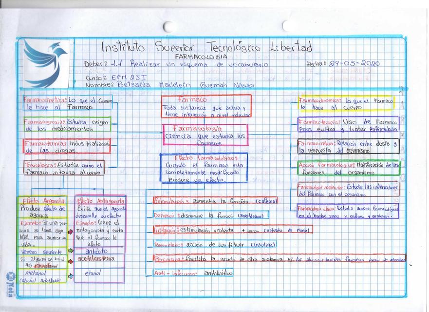 Realizar Esquema Vocabulario FARMACOLOGÍA