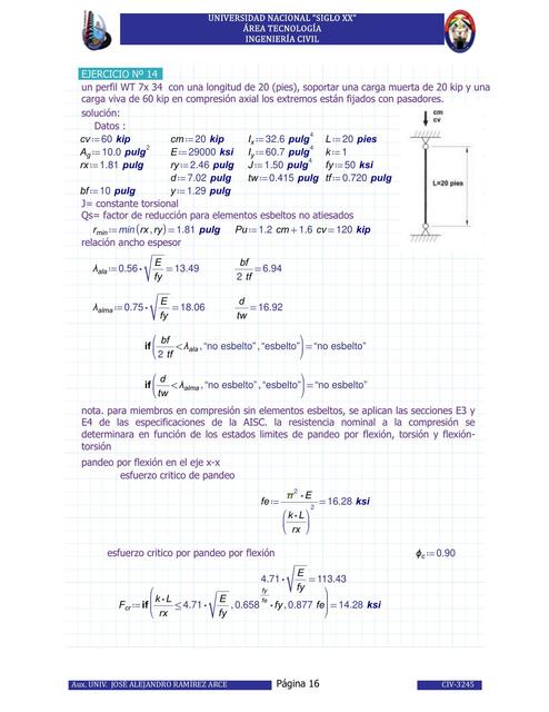 Ejercicio de Compresión en Estructuras Metálicas 